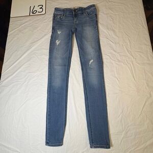 Hollister Jeans Womens 25W 31L Skinny Distressed Blue Denim Size 1R